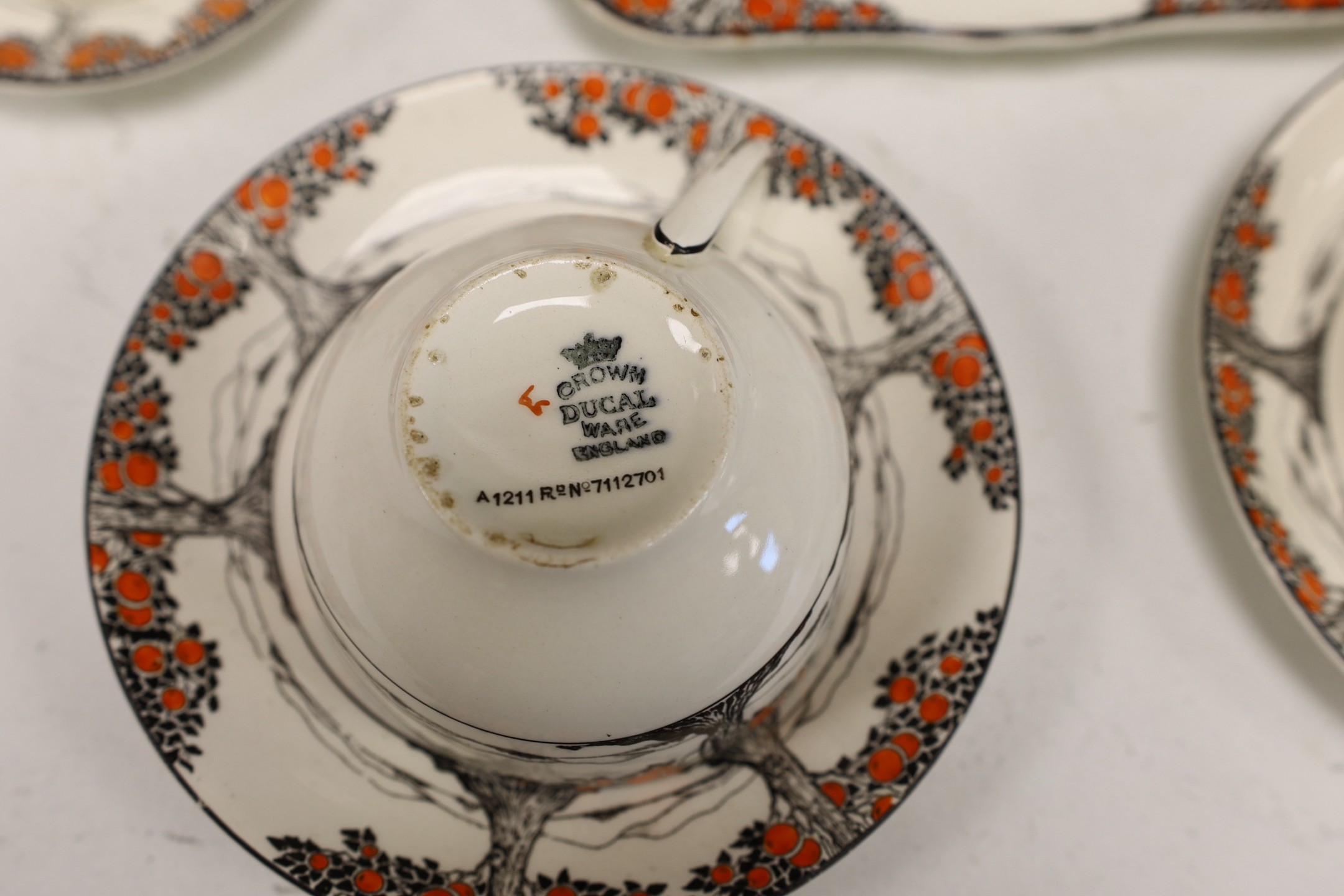 A Crown Ducal part tea and coffee set of orange tree pattern